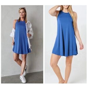 SheBird The Tunic Tank Bra Dress in Blue